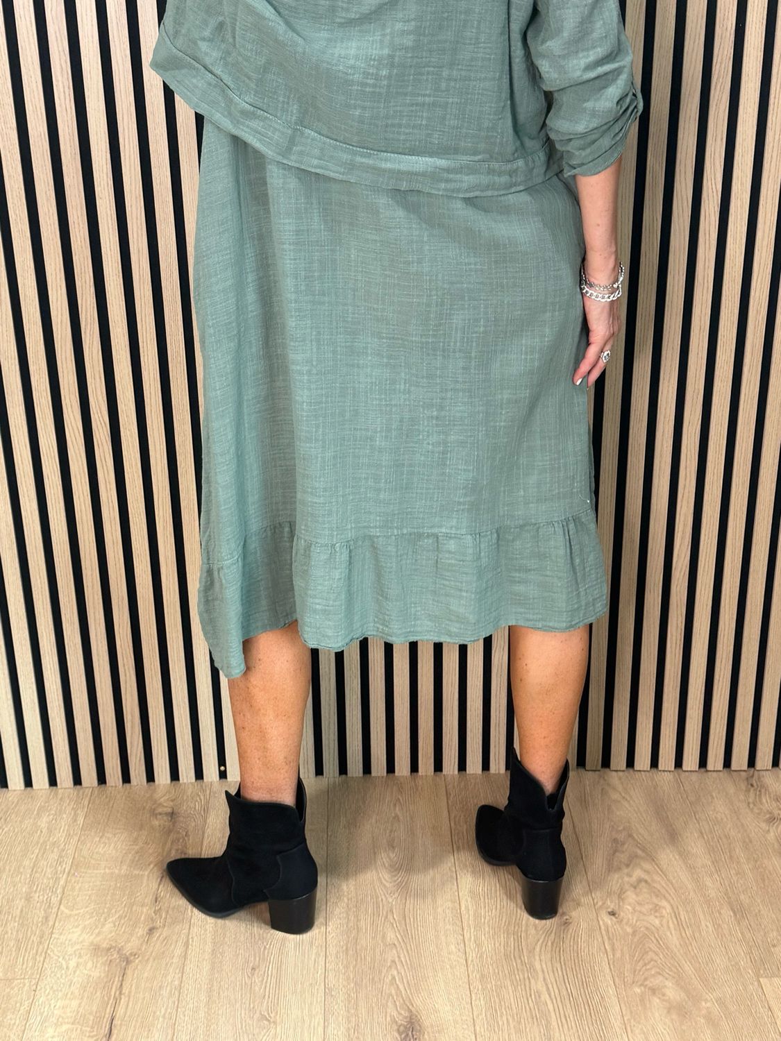 Lace Detail Co-Ord Dress Set - Khaki