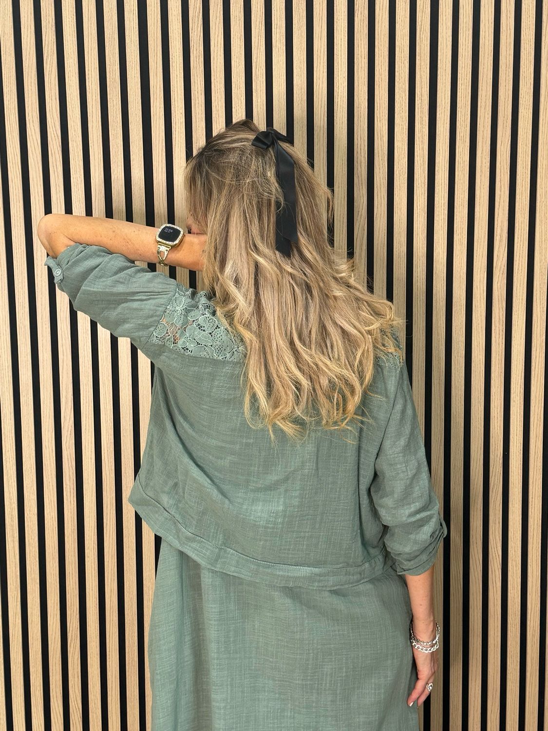 Lace Detail Co-Ord Dress Set - Khaki