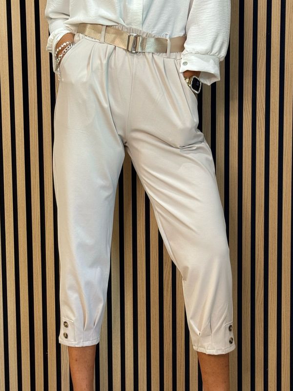 Tailored Cropped Trousers - Stone