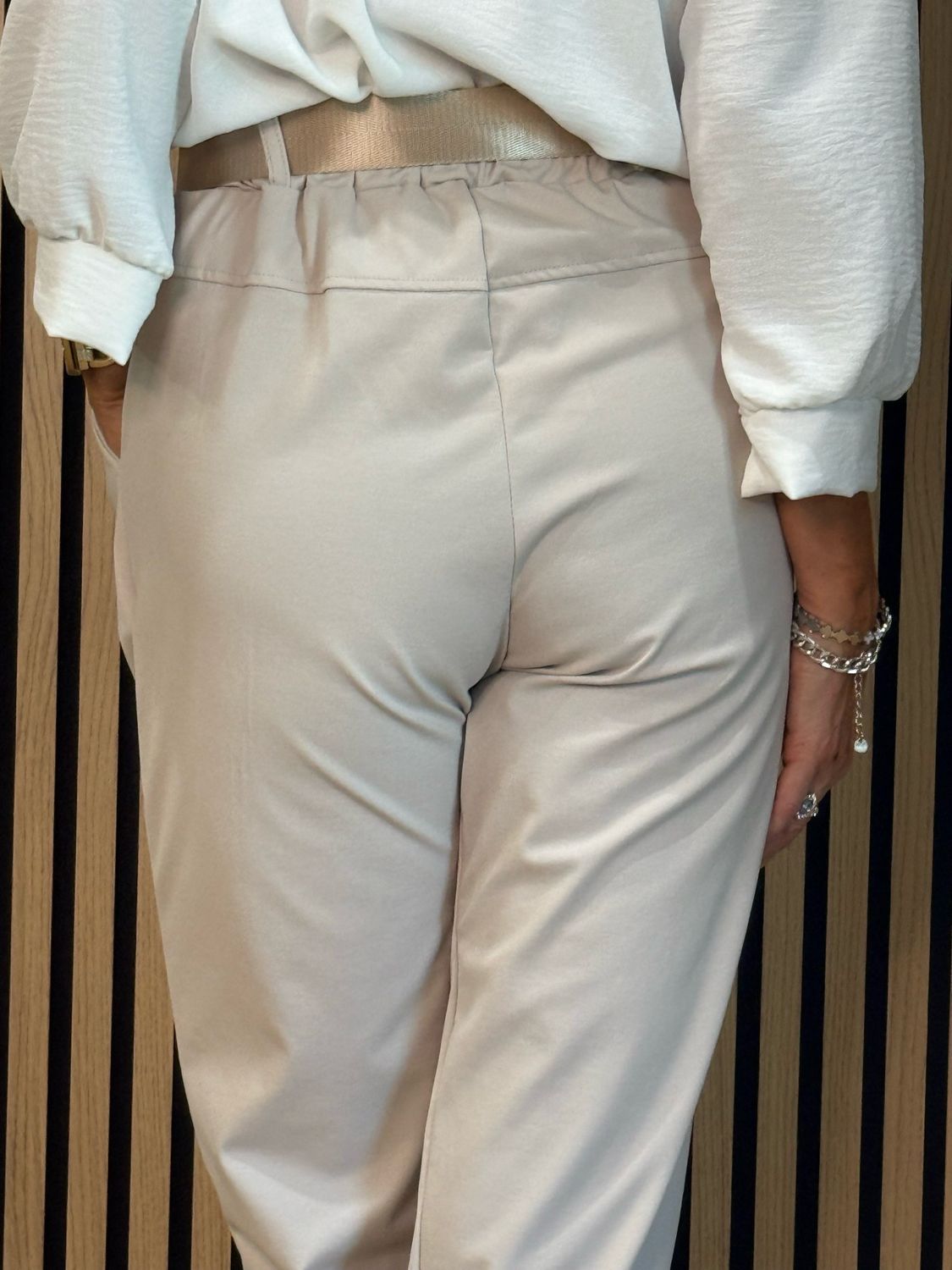 Tailored Cropped Trousers - Stone