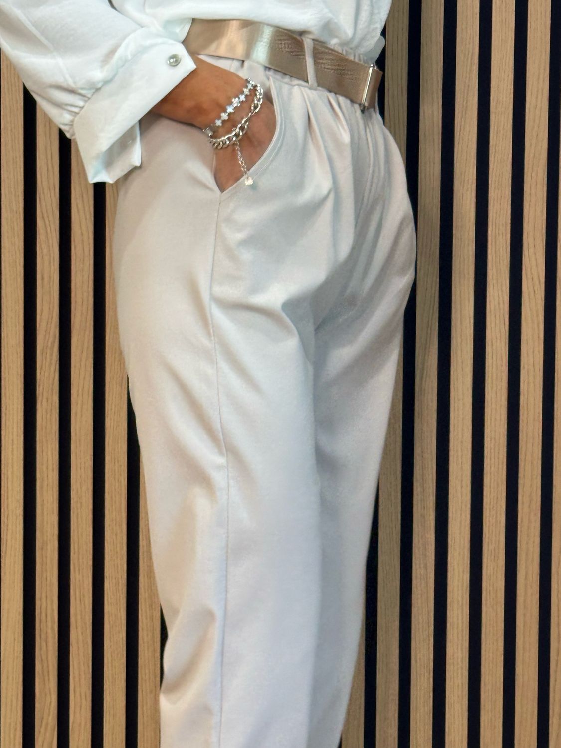 Tailored Cropped Trousers - Stone