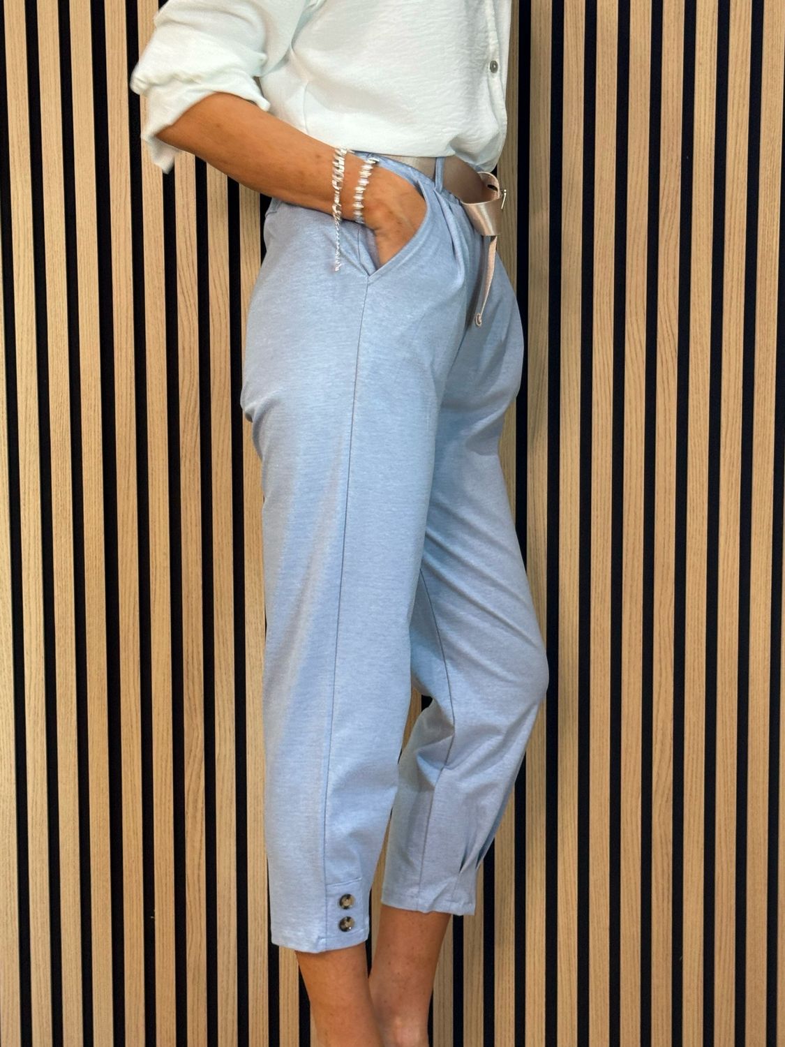 Tailored Cropped Trousers - Blue