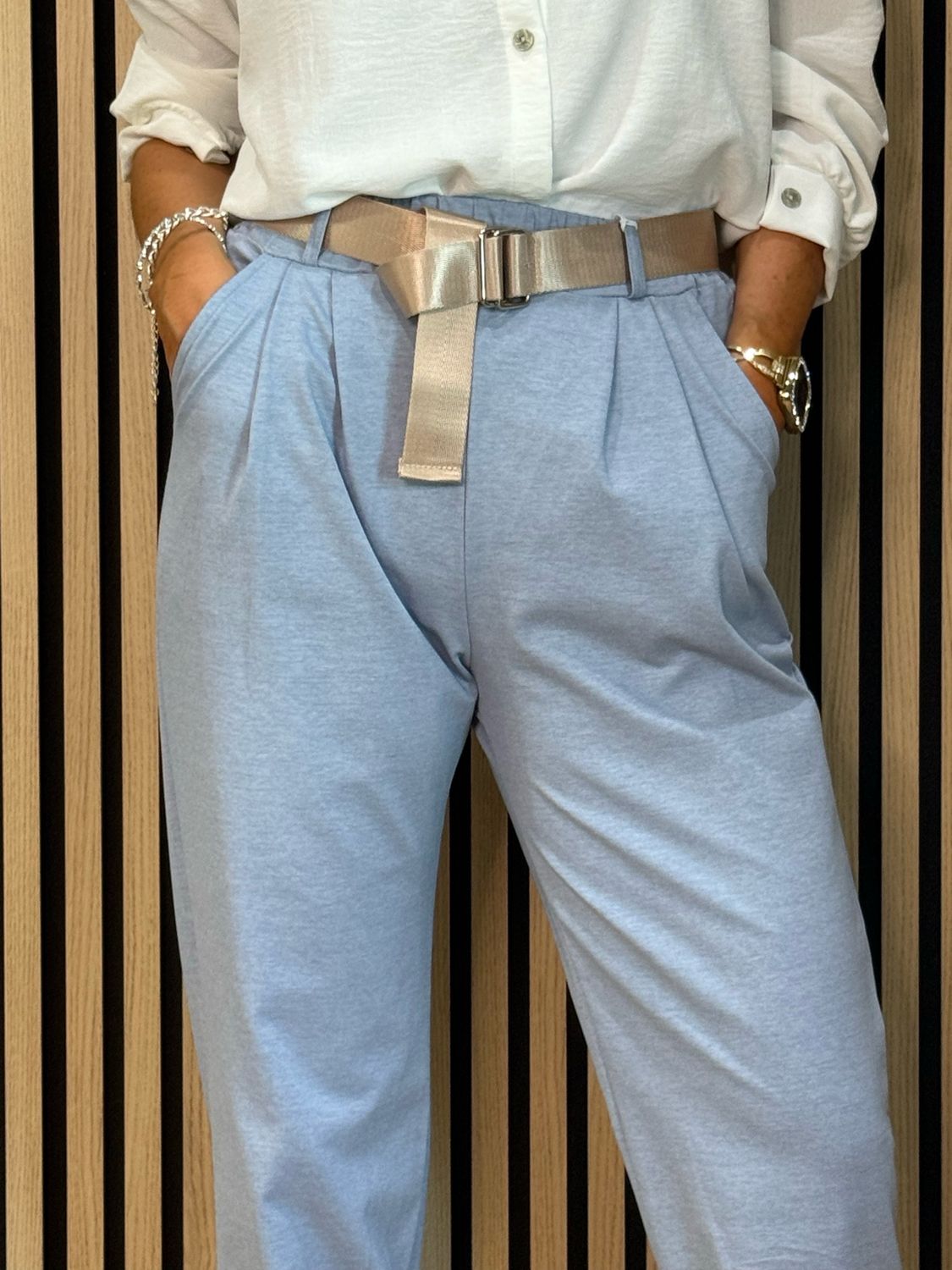 Tailored Cropped Trousers - Blue