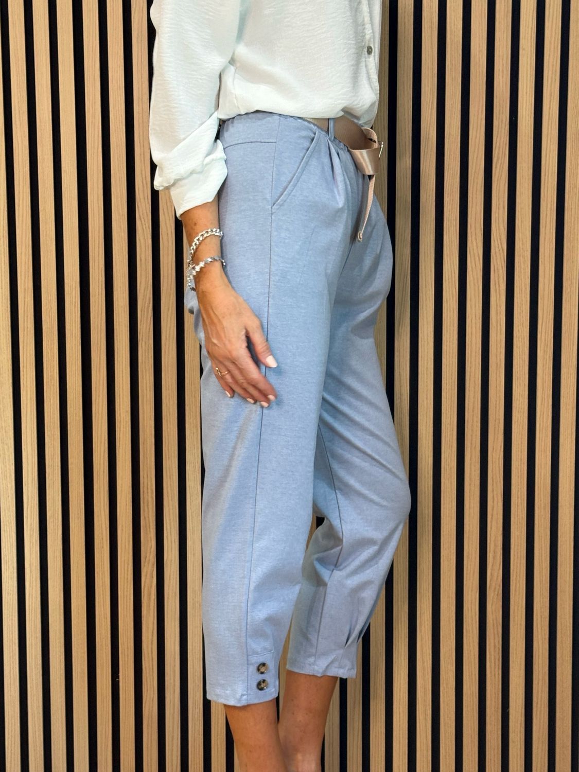 Tailored Cropped Trousers - Blue