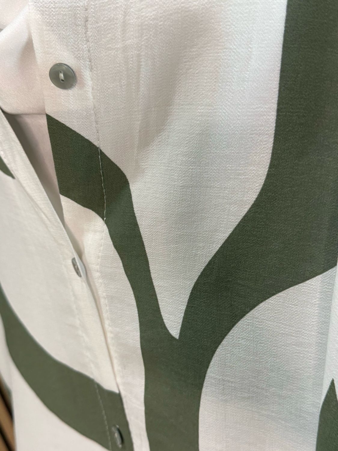 Abstract Print Shirt Dress - Khaki