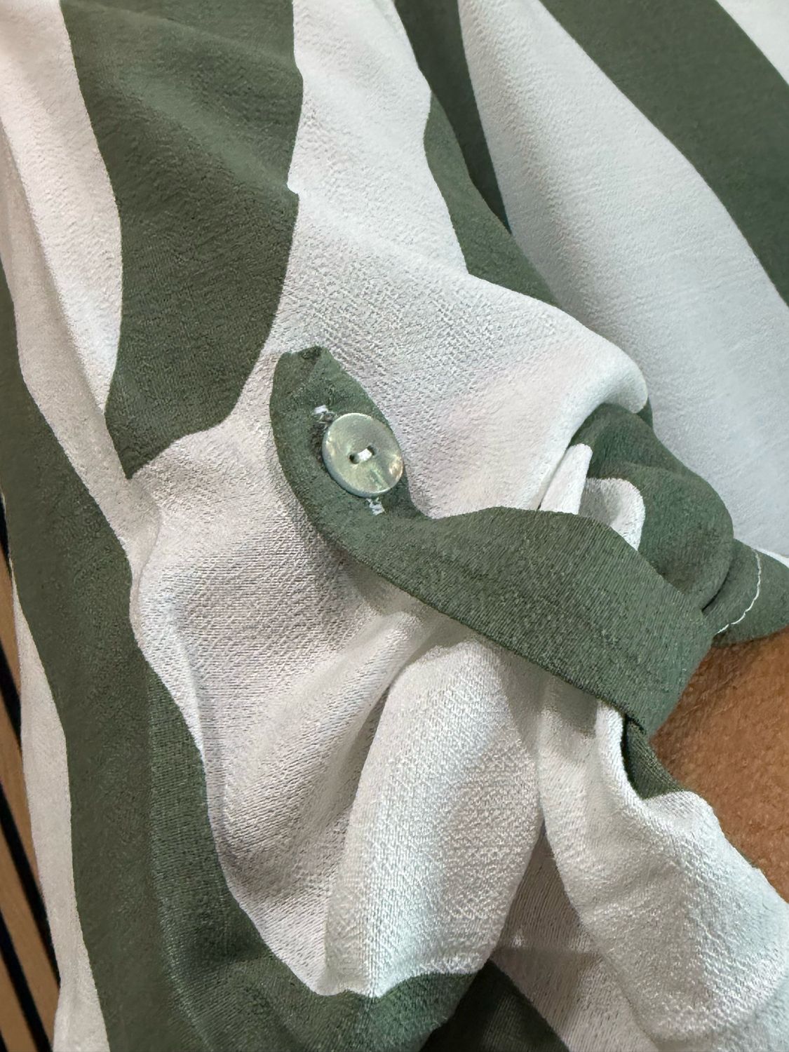 Abstract Print Shirt Dress - Khaki