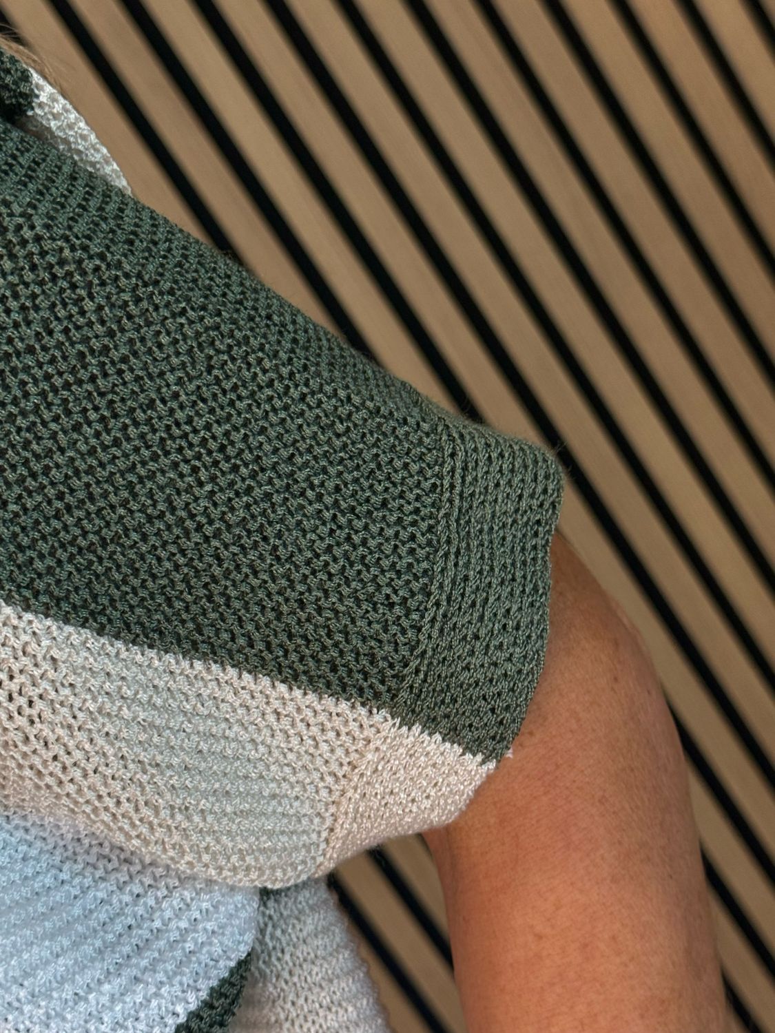 Striped Knit Jumper - Khaki/Cream/White