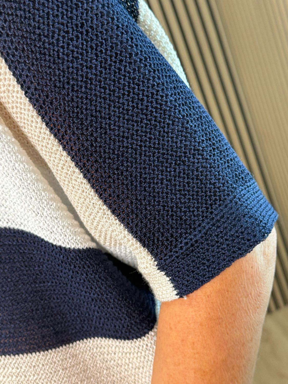 Striped Knit Jumper - Navy/Cream/White