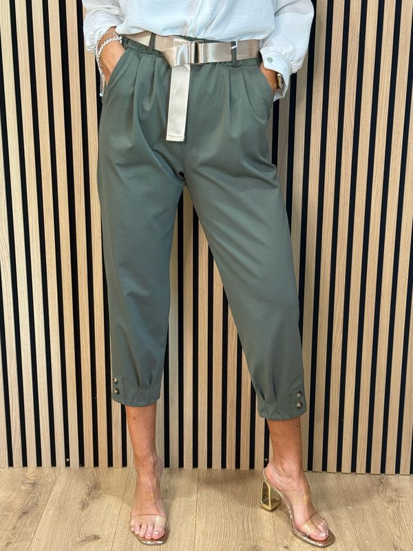 Tailored Cropped Trousers - Khaki
