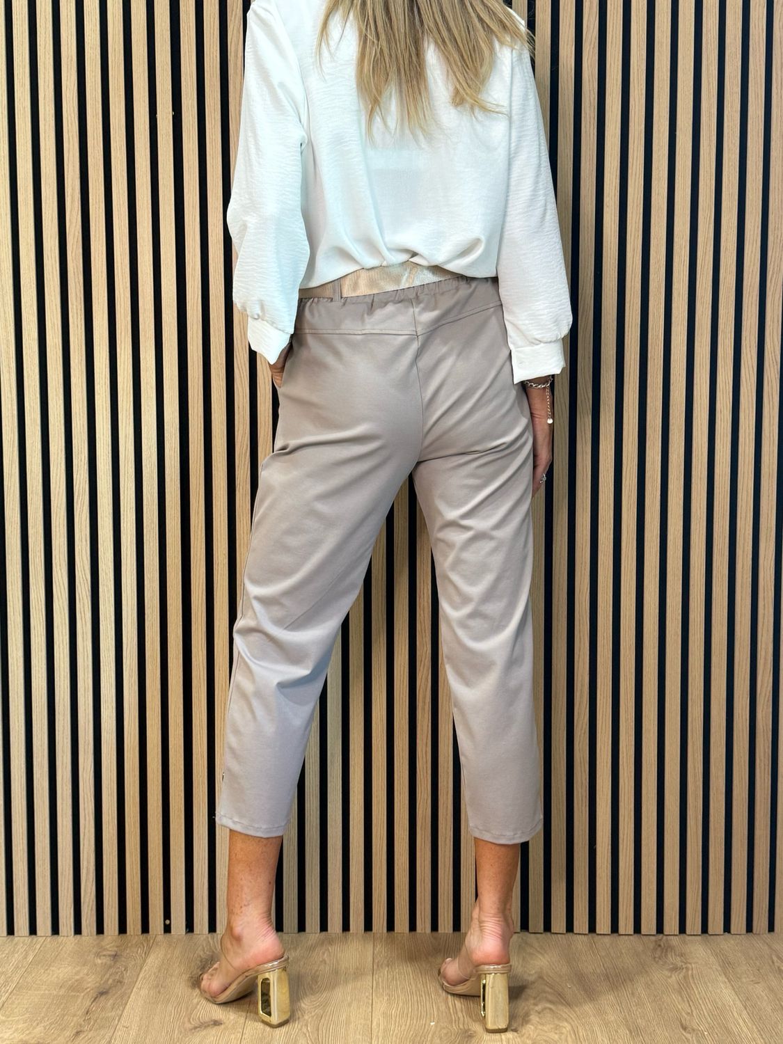 Tailored Cropped Trousers - Taupe