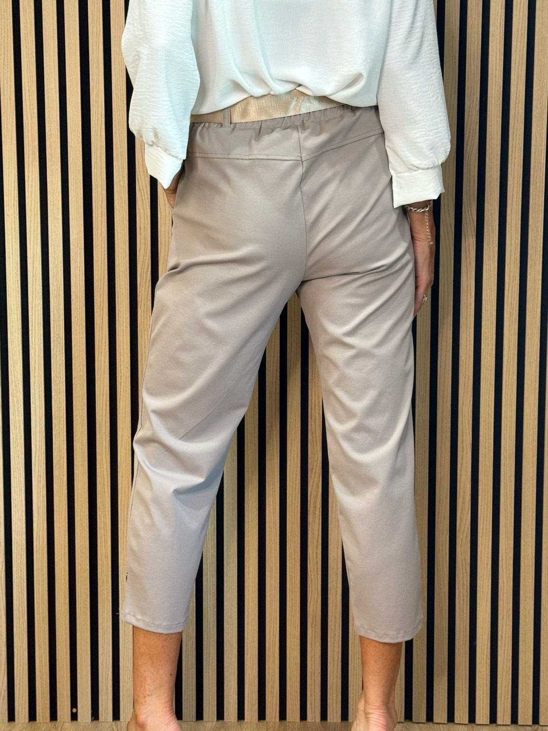 Tailored Cropped Trousers - Taupe