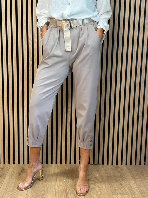 Tailored Cropped Trousers - Taupe