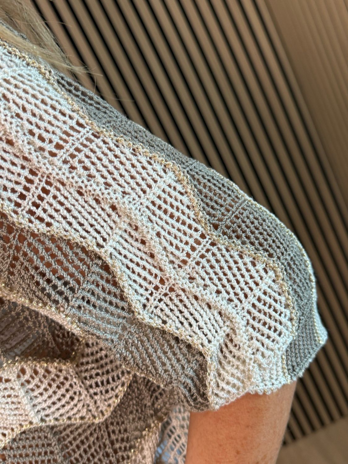 Chevron Knit Jumper - Taupe/Cream