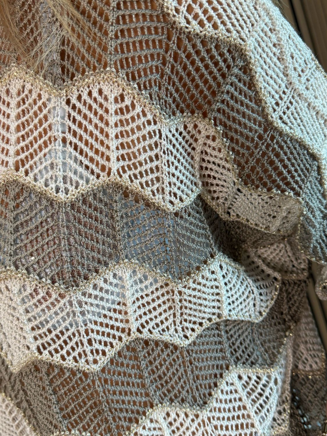 Chevron Knit Jumper - Taupe/Cream