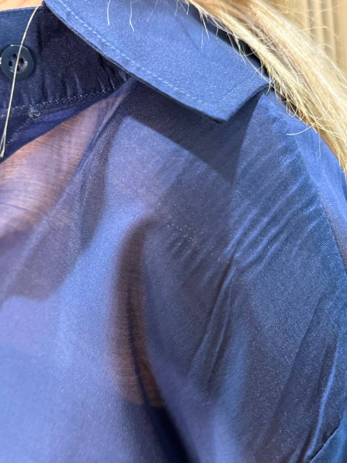 Sheer Tie-Back Shirt - Navy