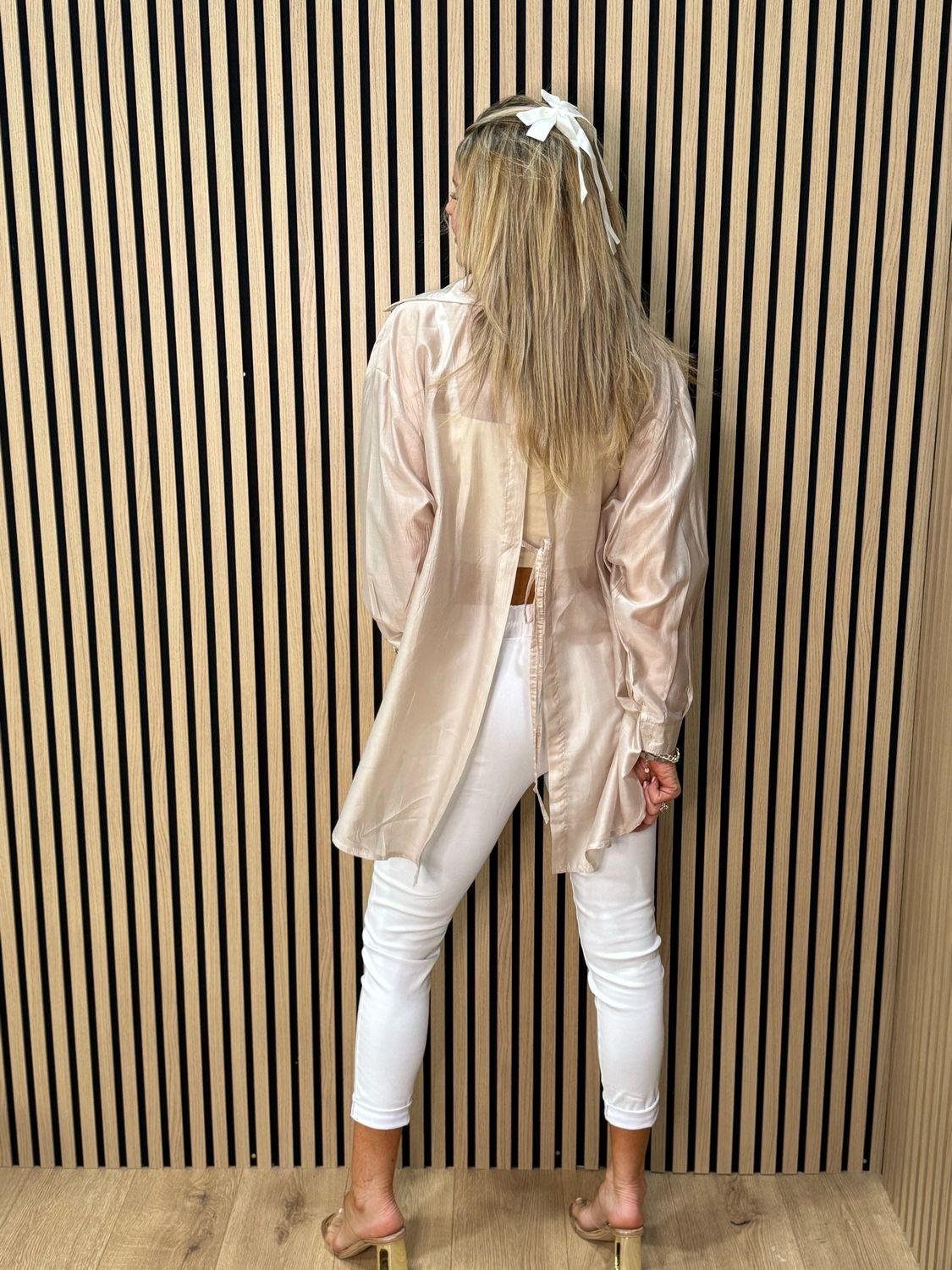 Sheer Tie-Back Shirt - Champagne