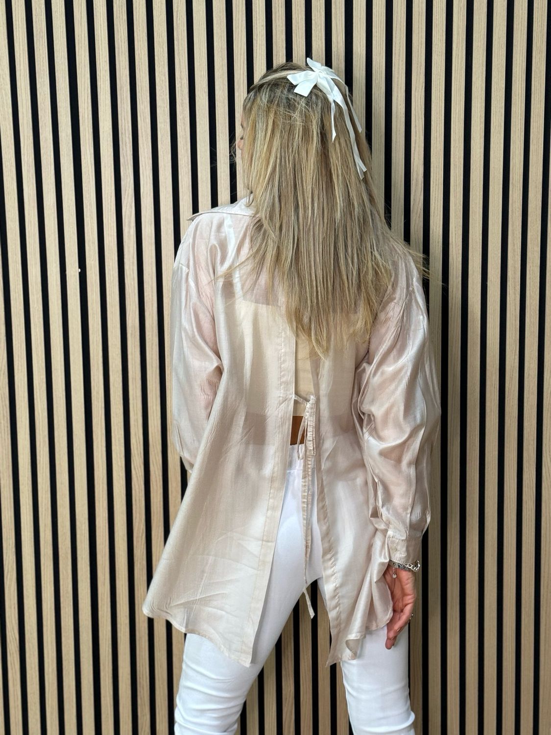 Sheer Tie-Back Shirt - Champagne