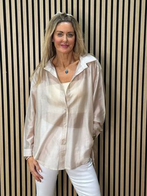 Sheer Tie-Back Shirt - Champagne