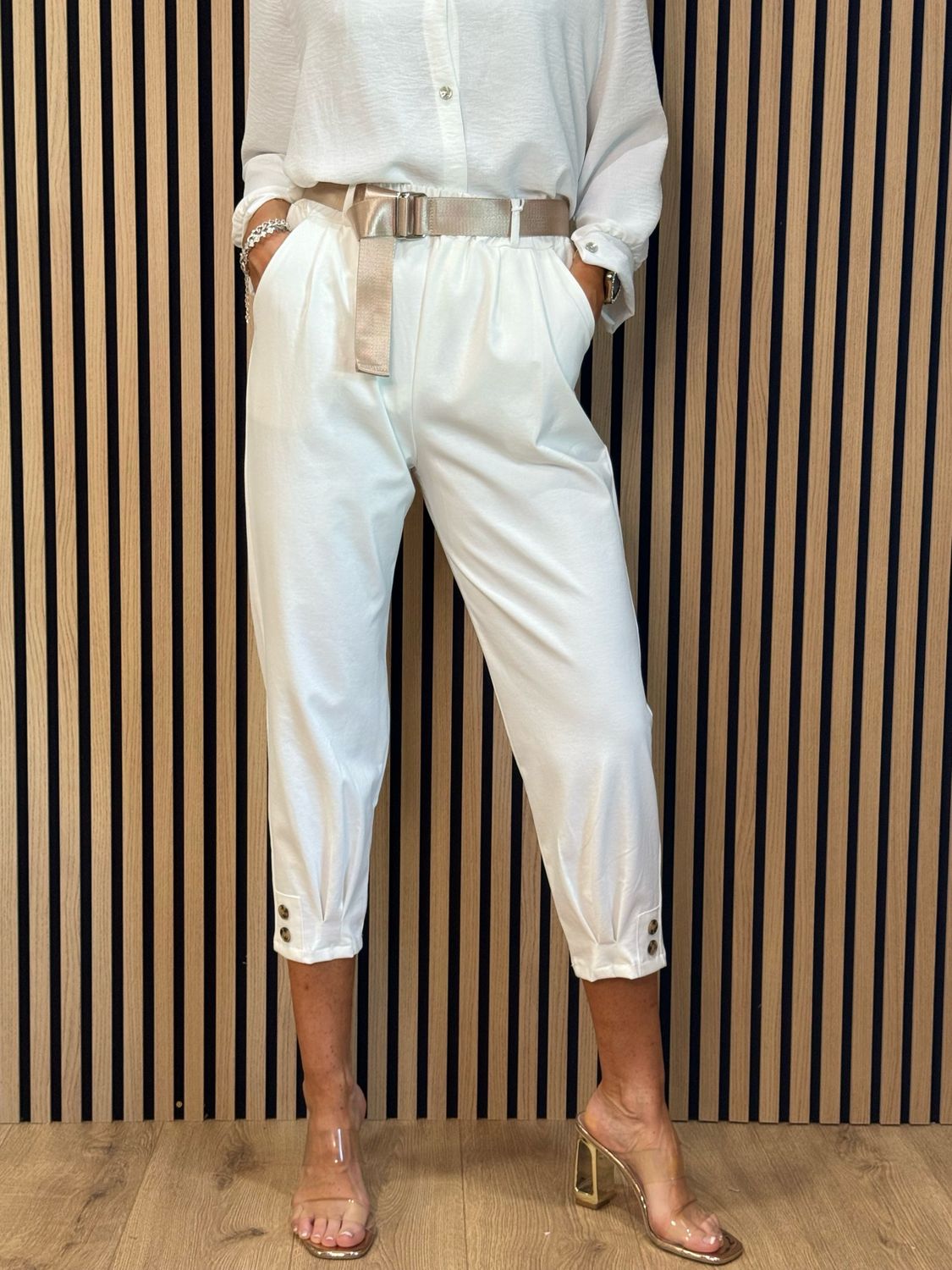 Tailored Cropped Trousers - White