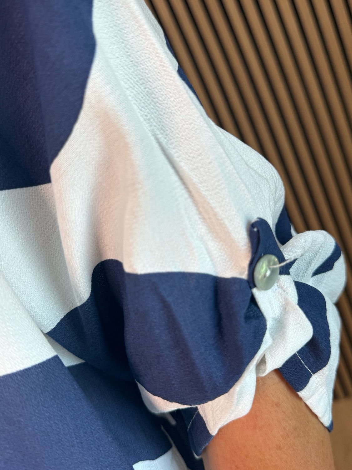 Abstract Print Shirt Dress - Navy