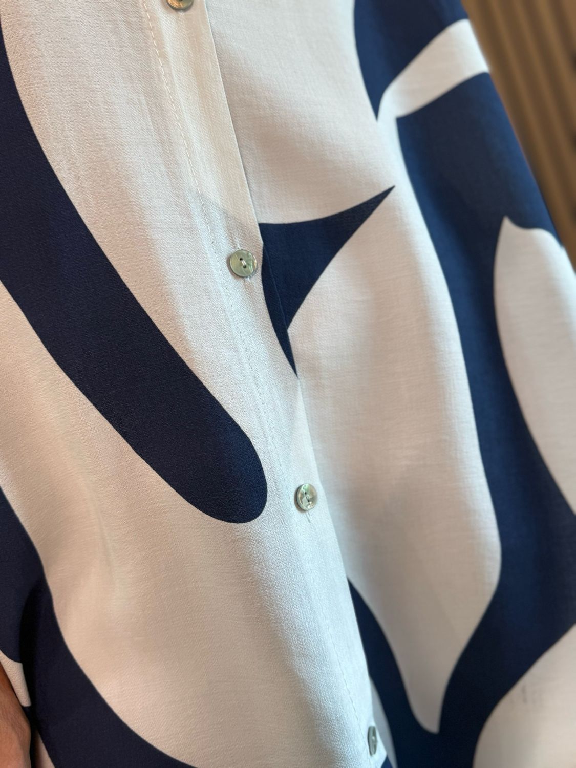 Abstract Print Shirt Dress - Navy