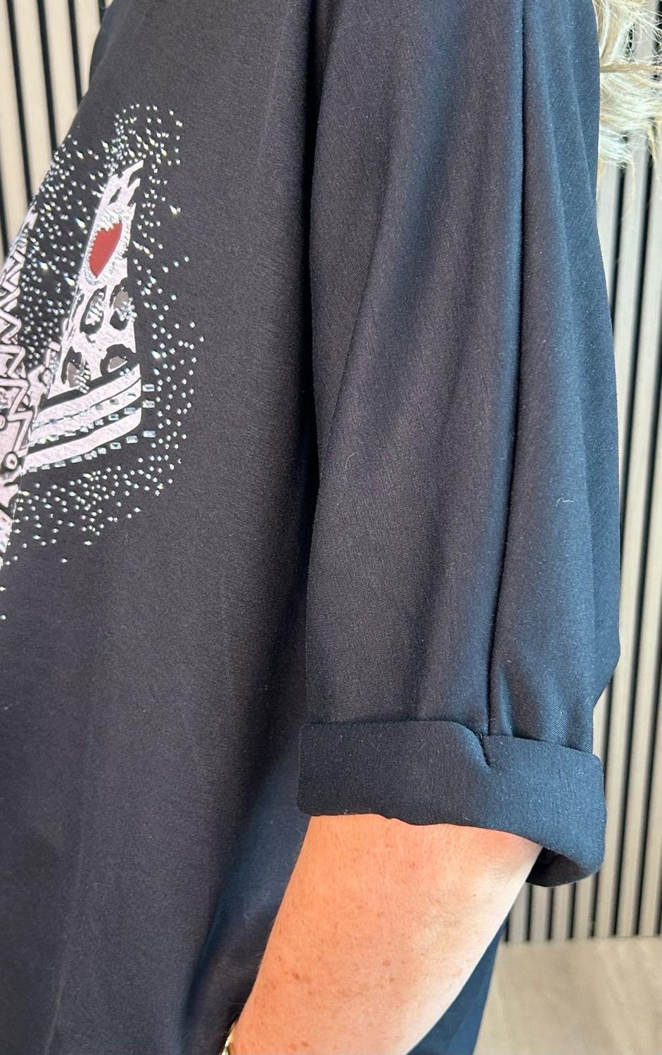 Trainer Print Oversized Top - Black