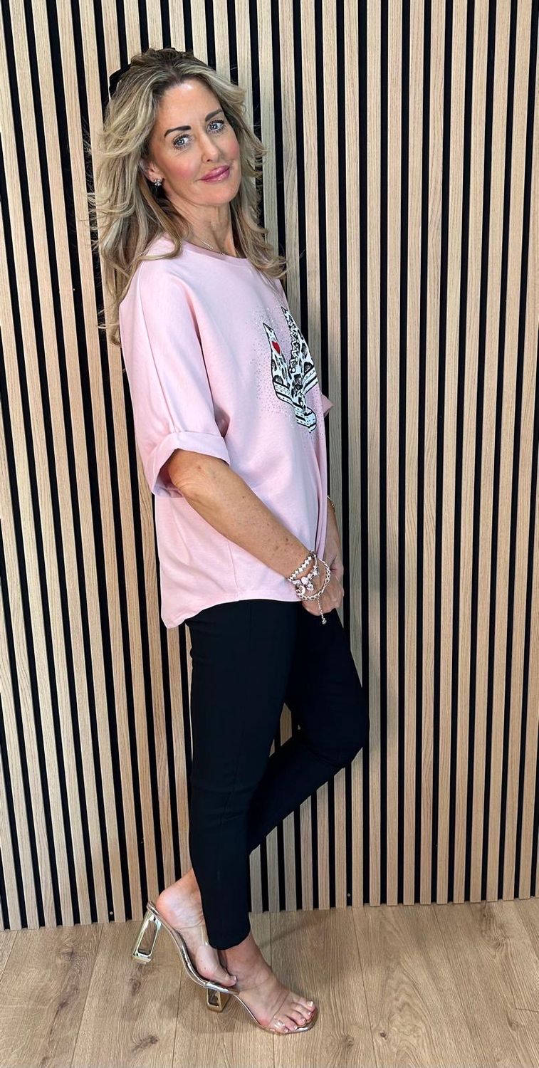 Trainer Print Oversized Top - Pink