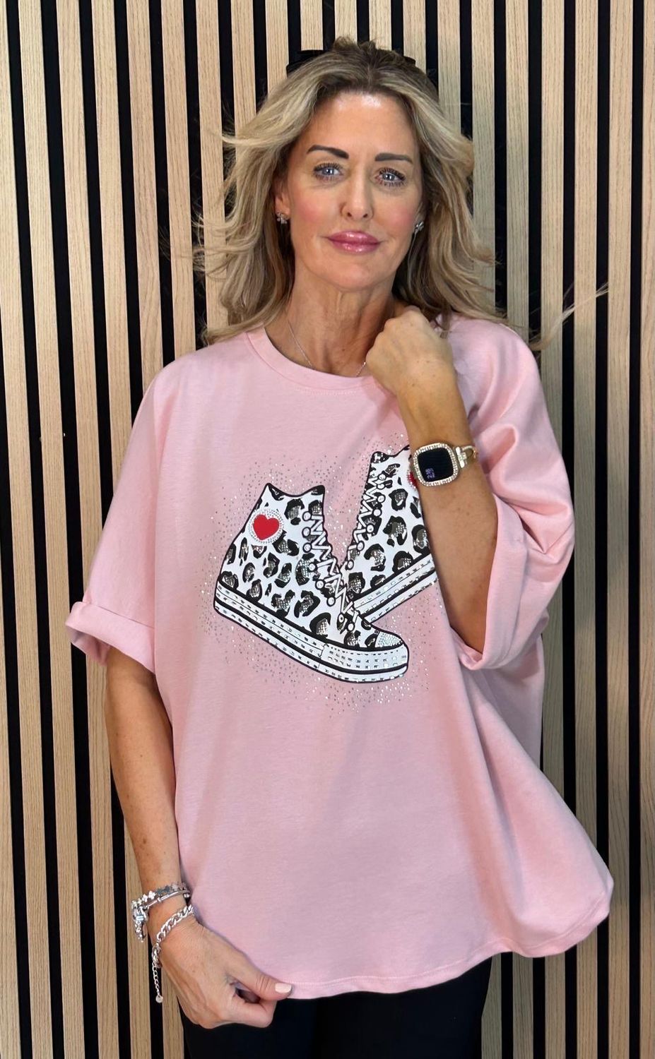 Trainer Print Oversized Top - Pink