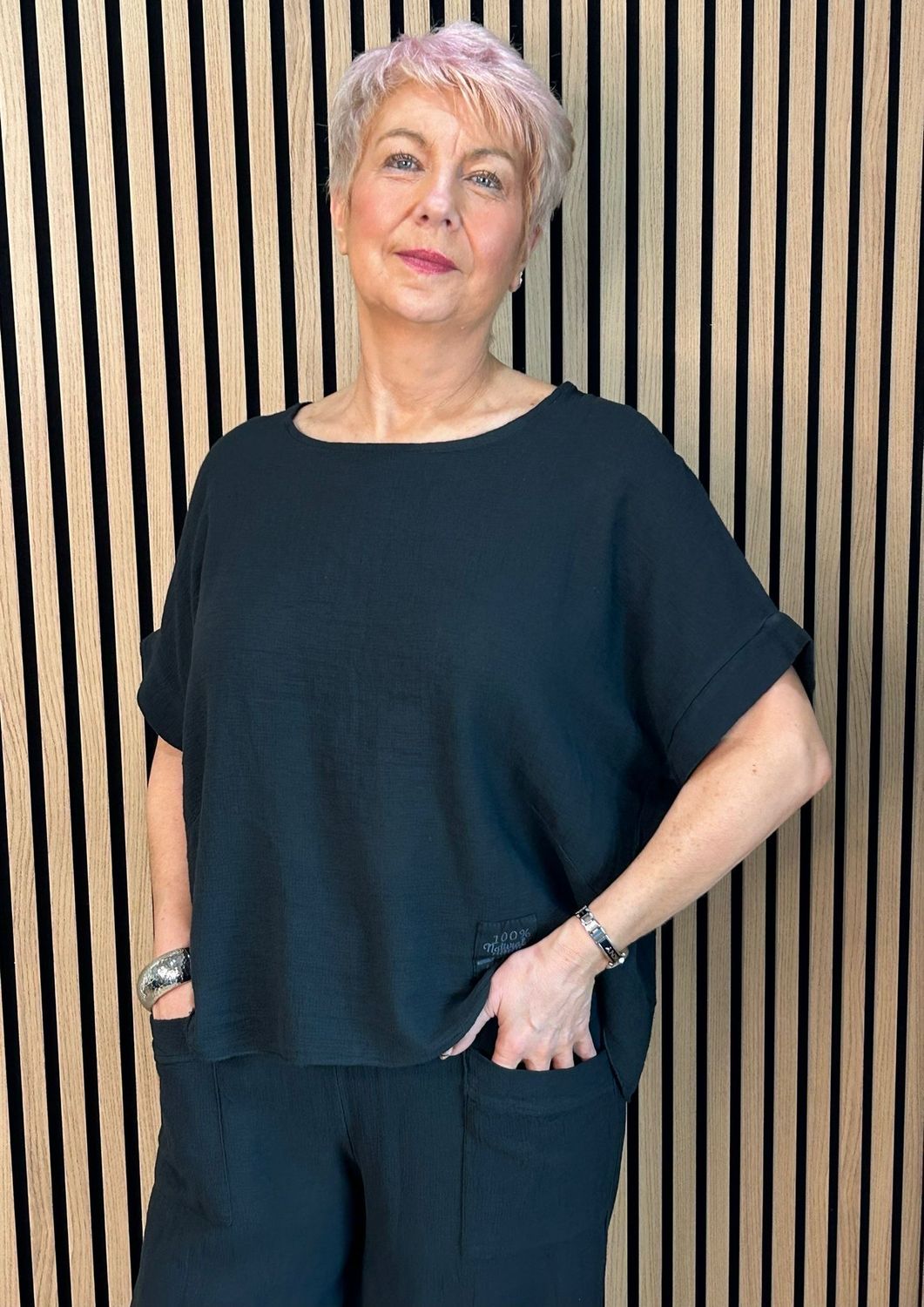 Cotton Relaxed Co-Ord Set - Black