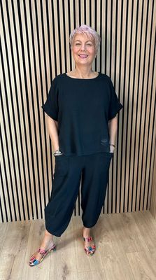 Cotton Relaxed Co-Ord Set - Black