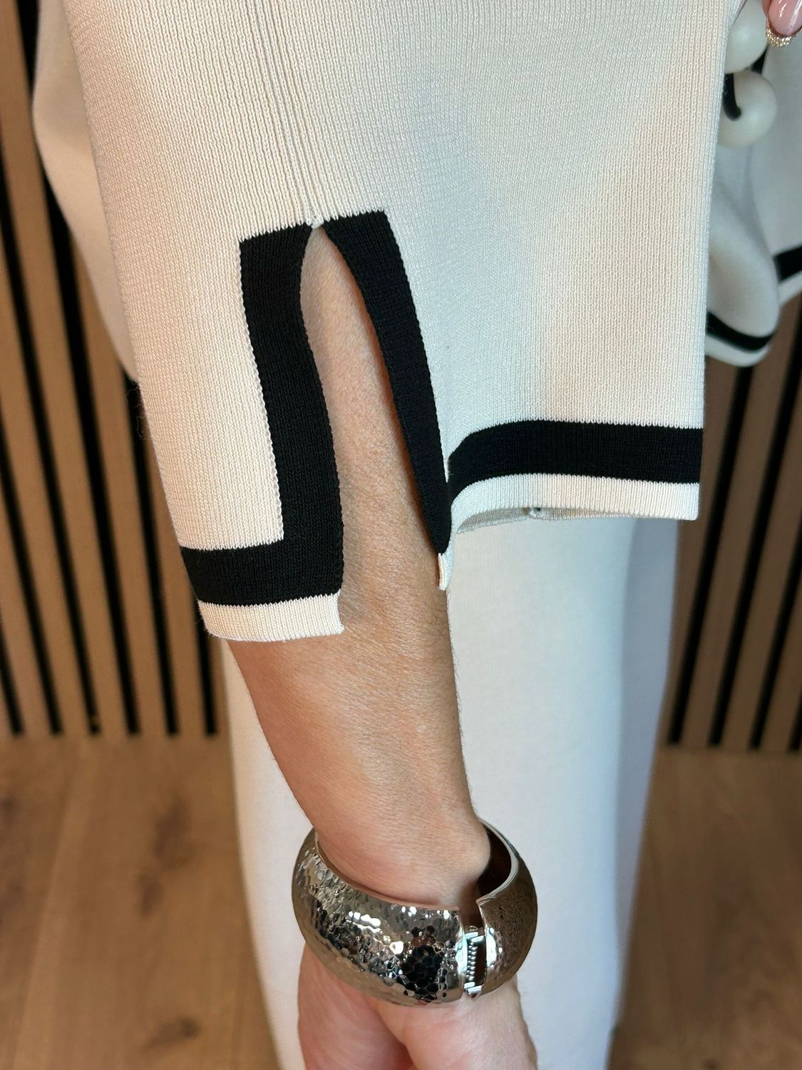 Contrast Trim Co-Ord Set - Cream