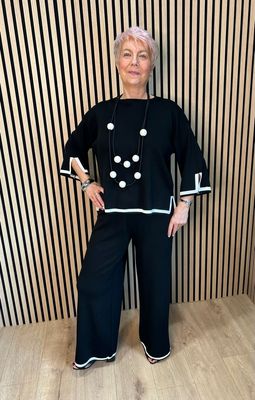 Contrast Trim Co-Ord Set Black