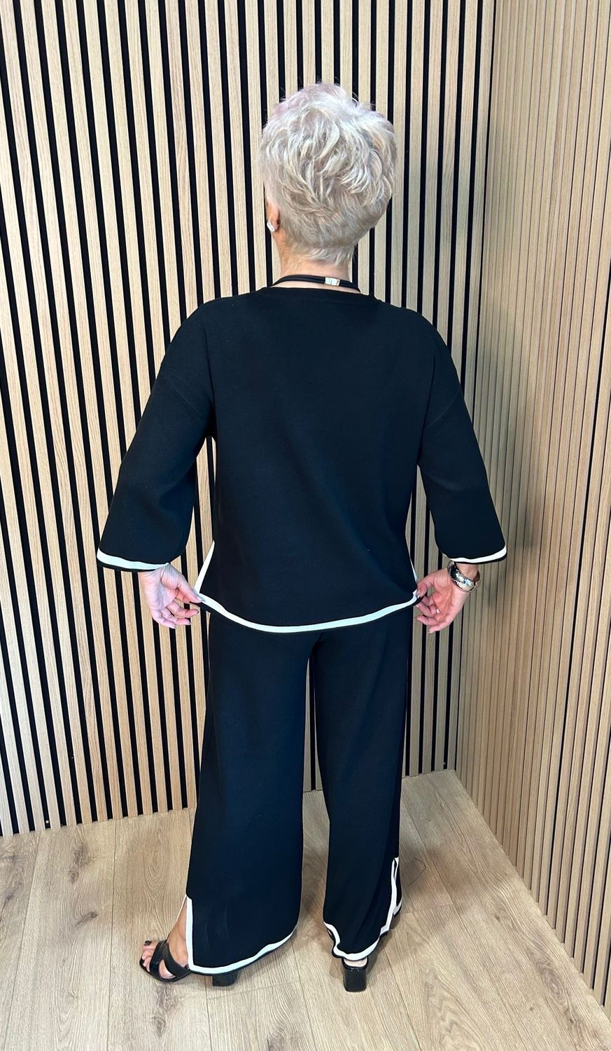 Contrast Trim Co-Ord Set Black