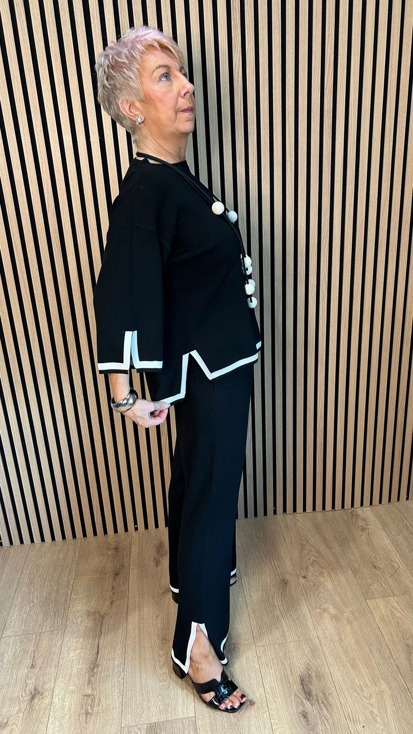 Contrast Trim Co-Ord Set Black