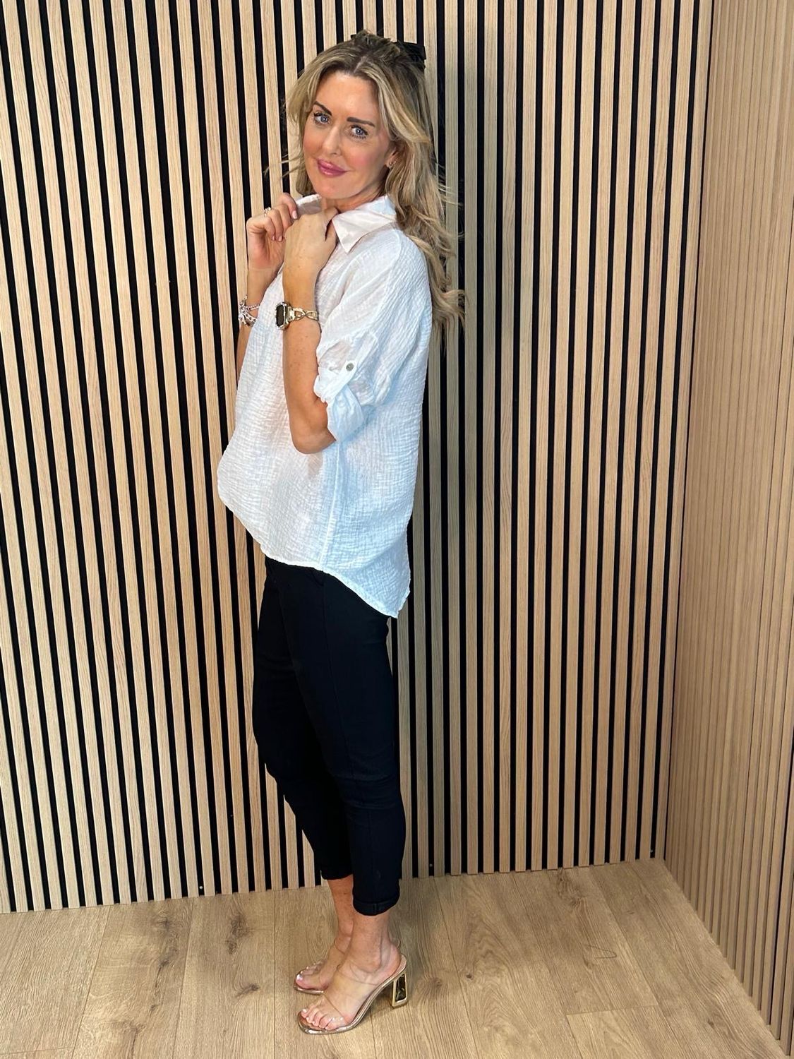 Lightweight Button Detail Shirt - White