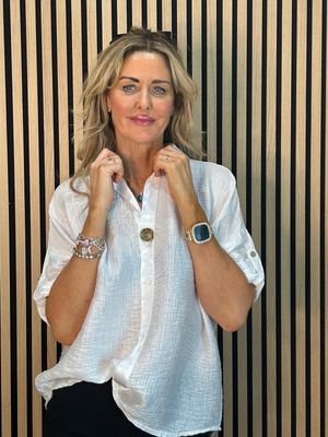 Lightweight Button Detail Shirt - White