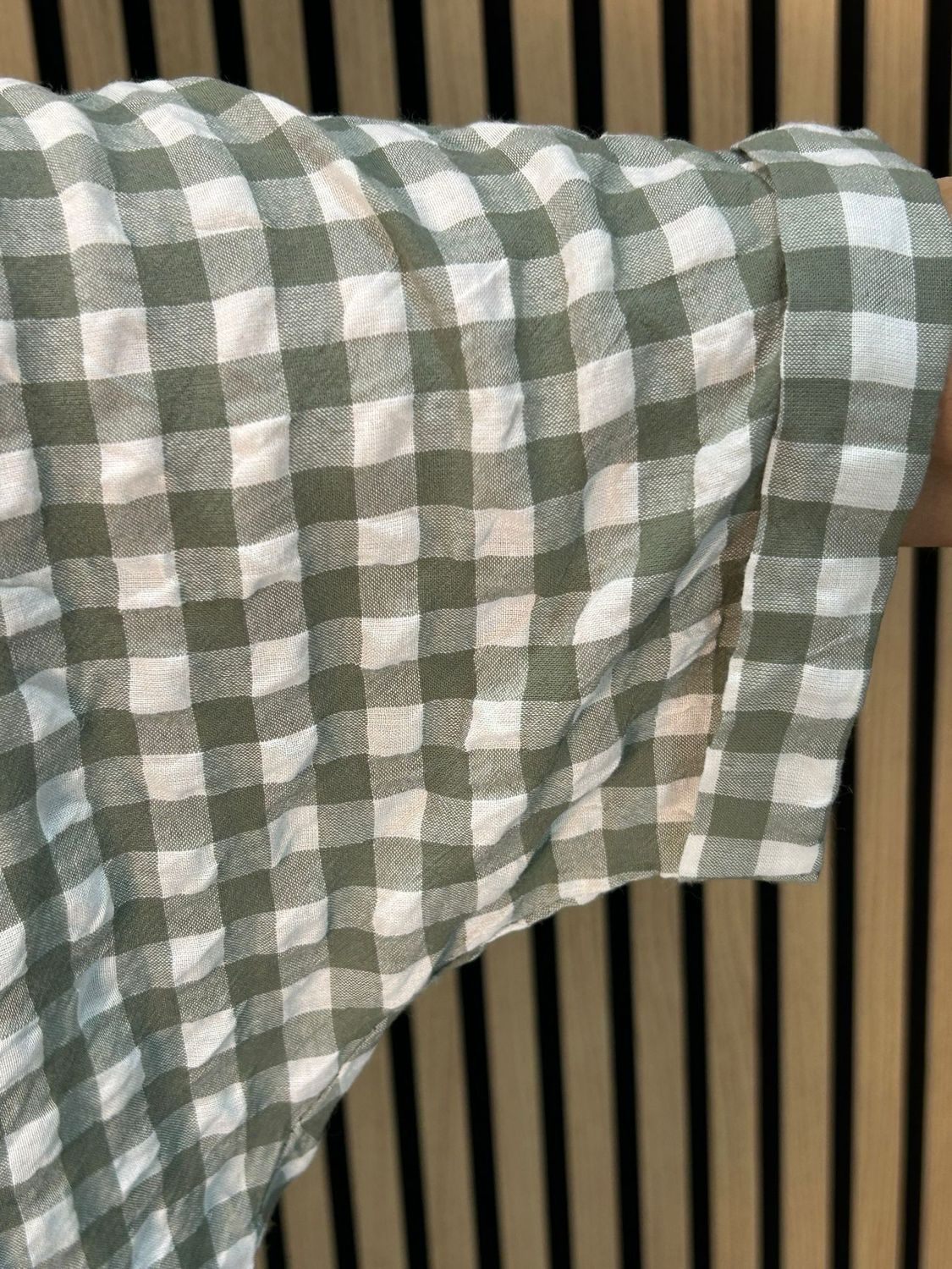 Gingham Textured Top - Khaki