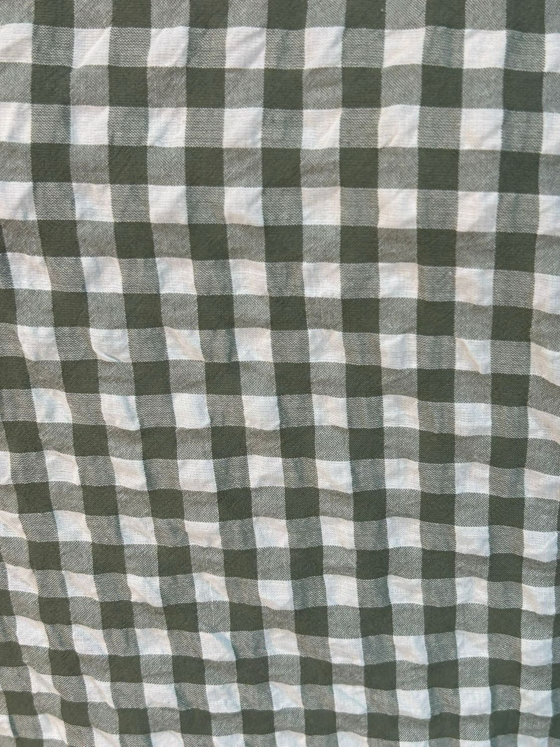 Gingham Textured Top - Khaki