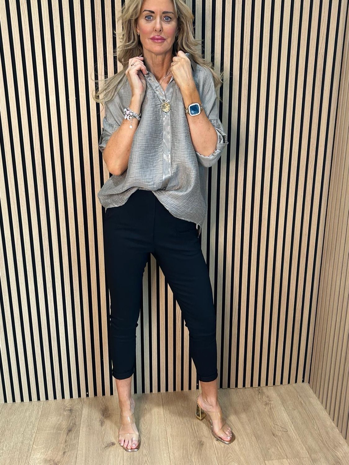 Lightweight Button Detail Shirt -Taupe