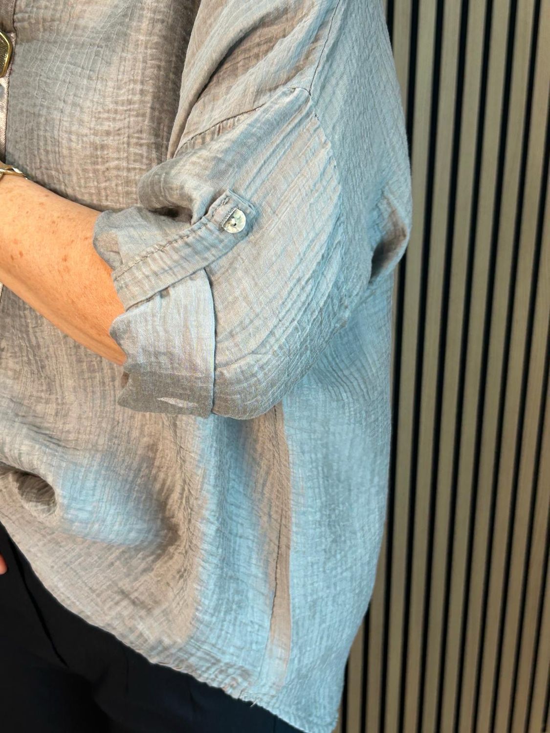 Lightweight Button Detail Shirt -Taupe