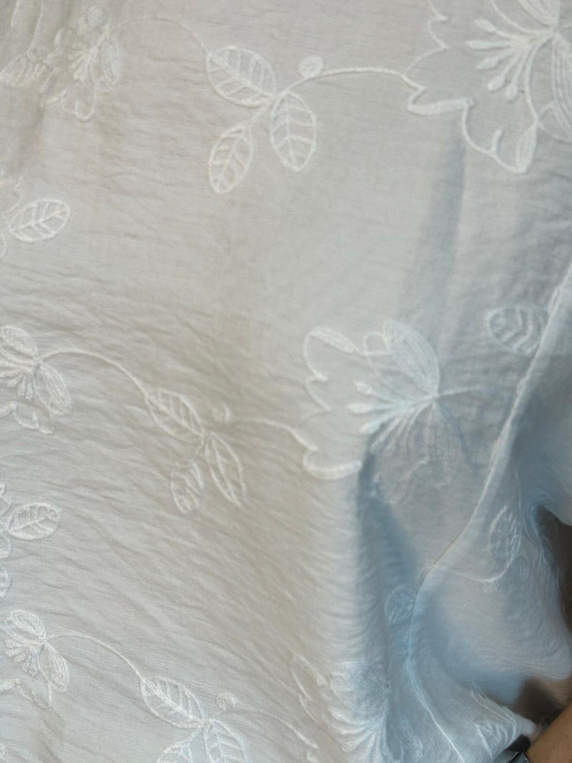 Floral Embroidered Oversized Top - White