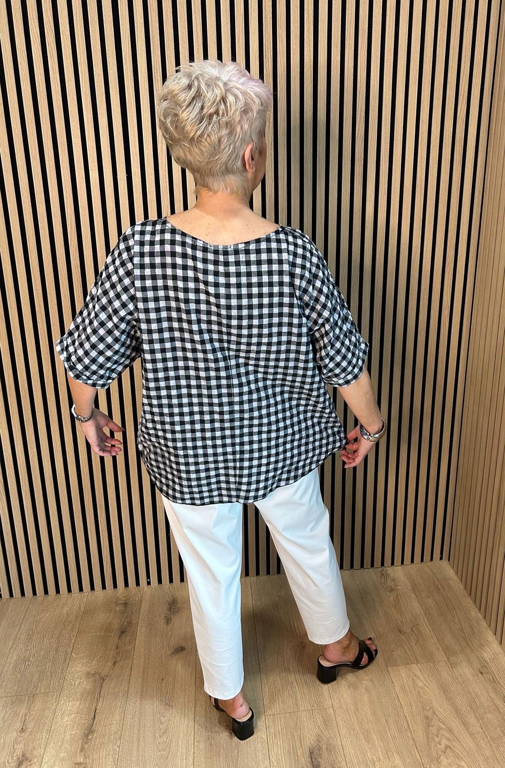 Gingham Textured Top - Black