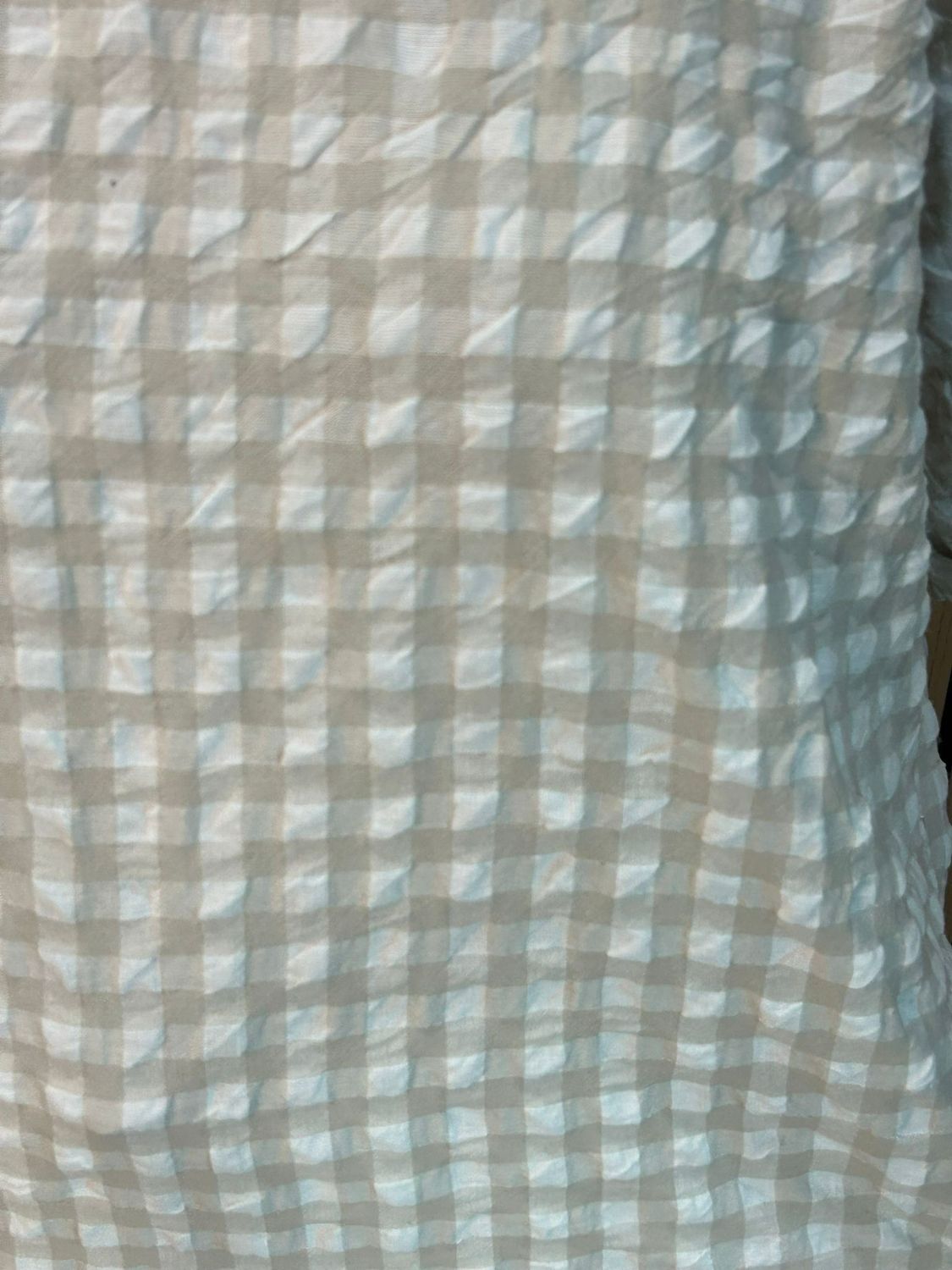 Gingham Textured Top - Taupe
