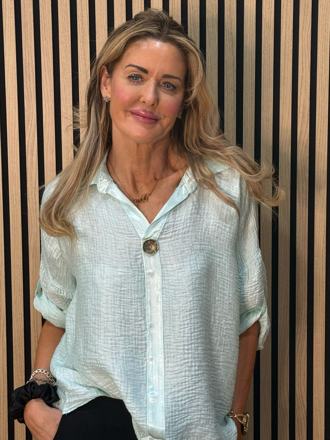 Lightweight Button Detail Shirt - Mint