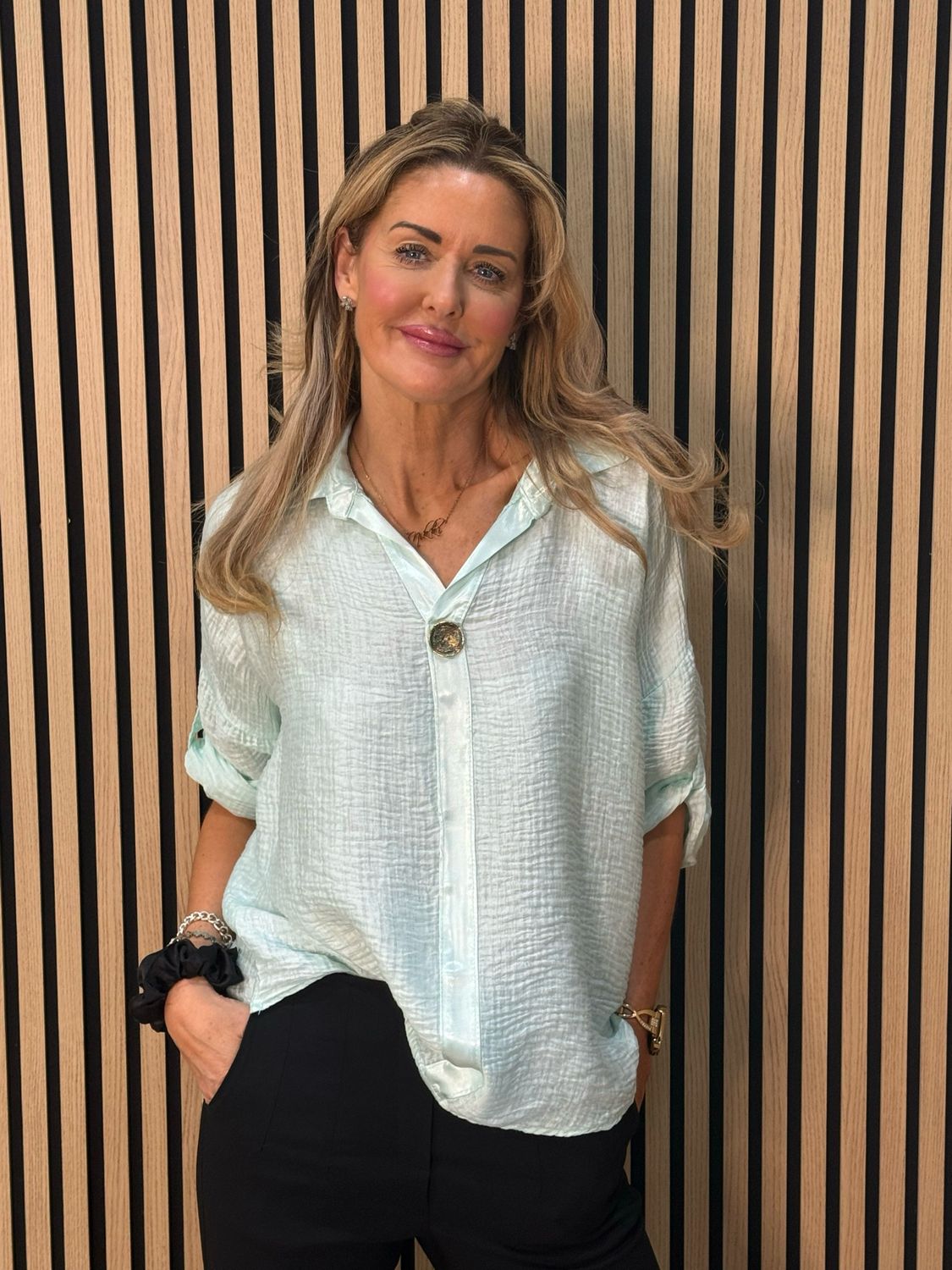 Lightweight Button Detail Shirt - Mint