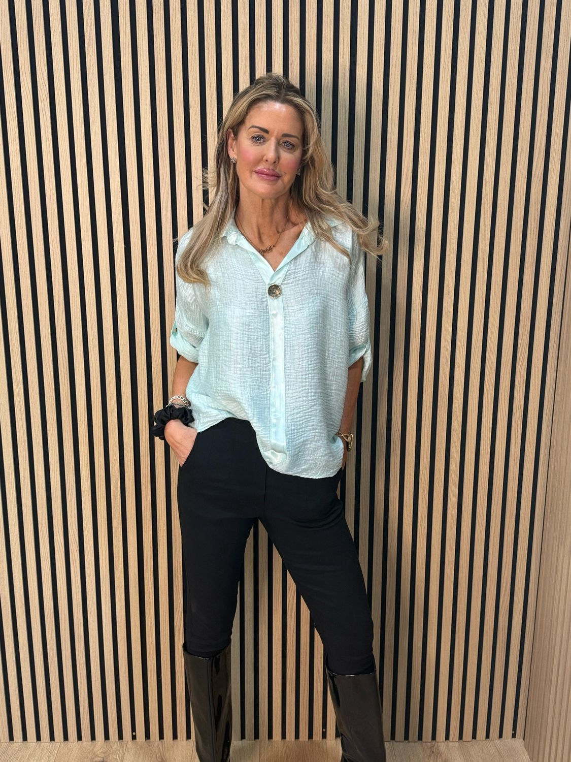 Lightweight Button Detail Shirt - Mint