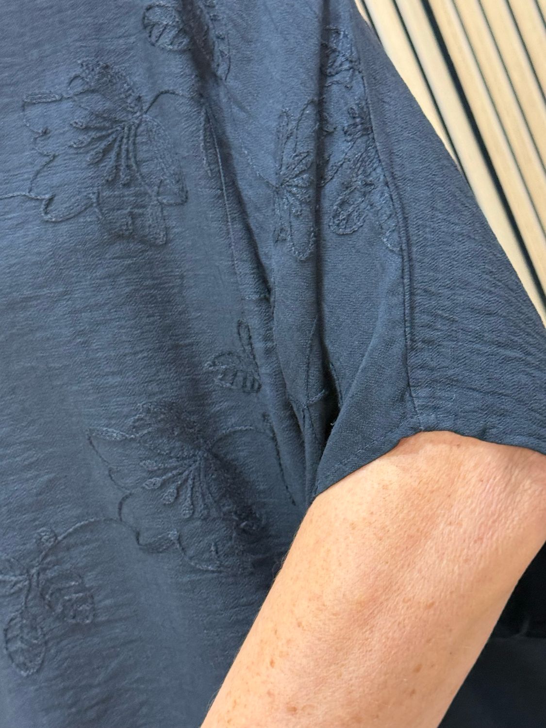 Floral Embroidered Oversized Top - Black