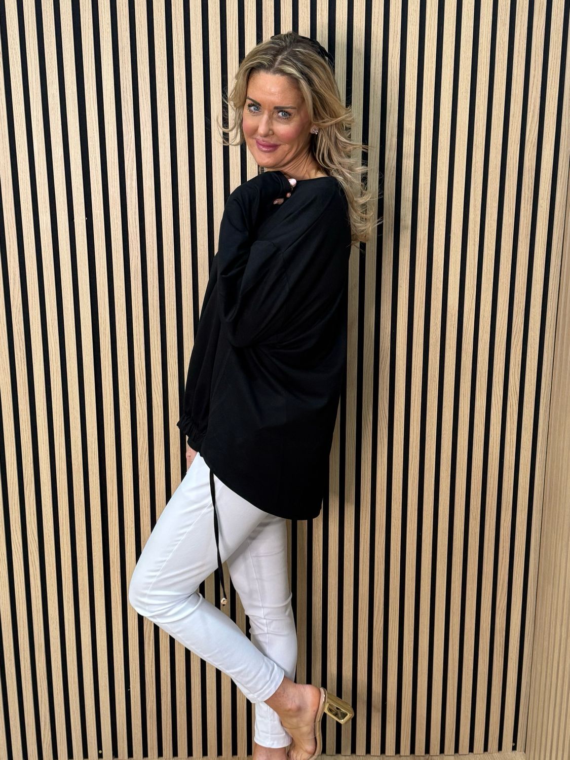 Drawstring Hem Jumper - Black