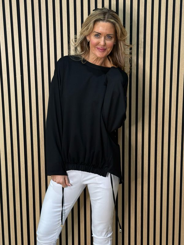 Drawstring Hem Jumper - Black