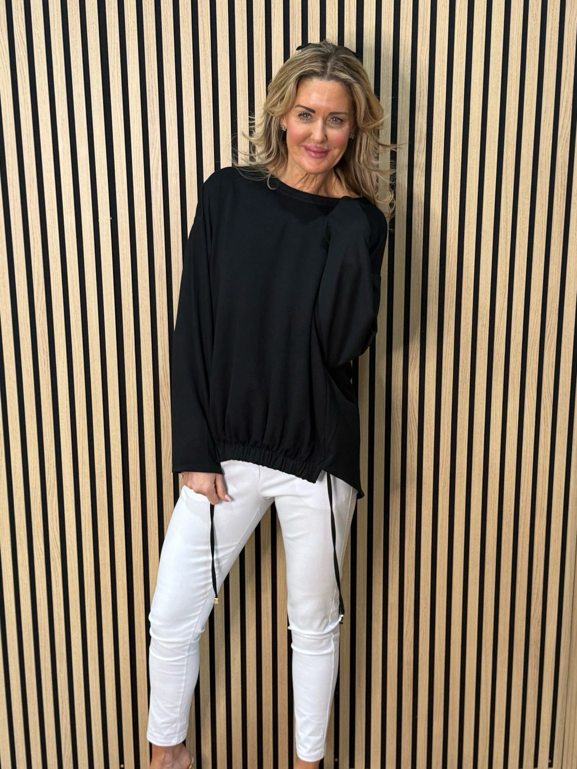 Drawstring Hem Jumper - Black